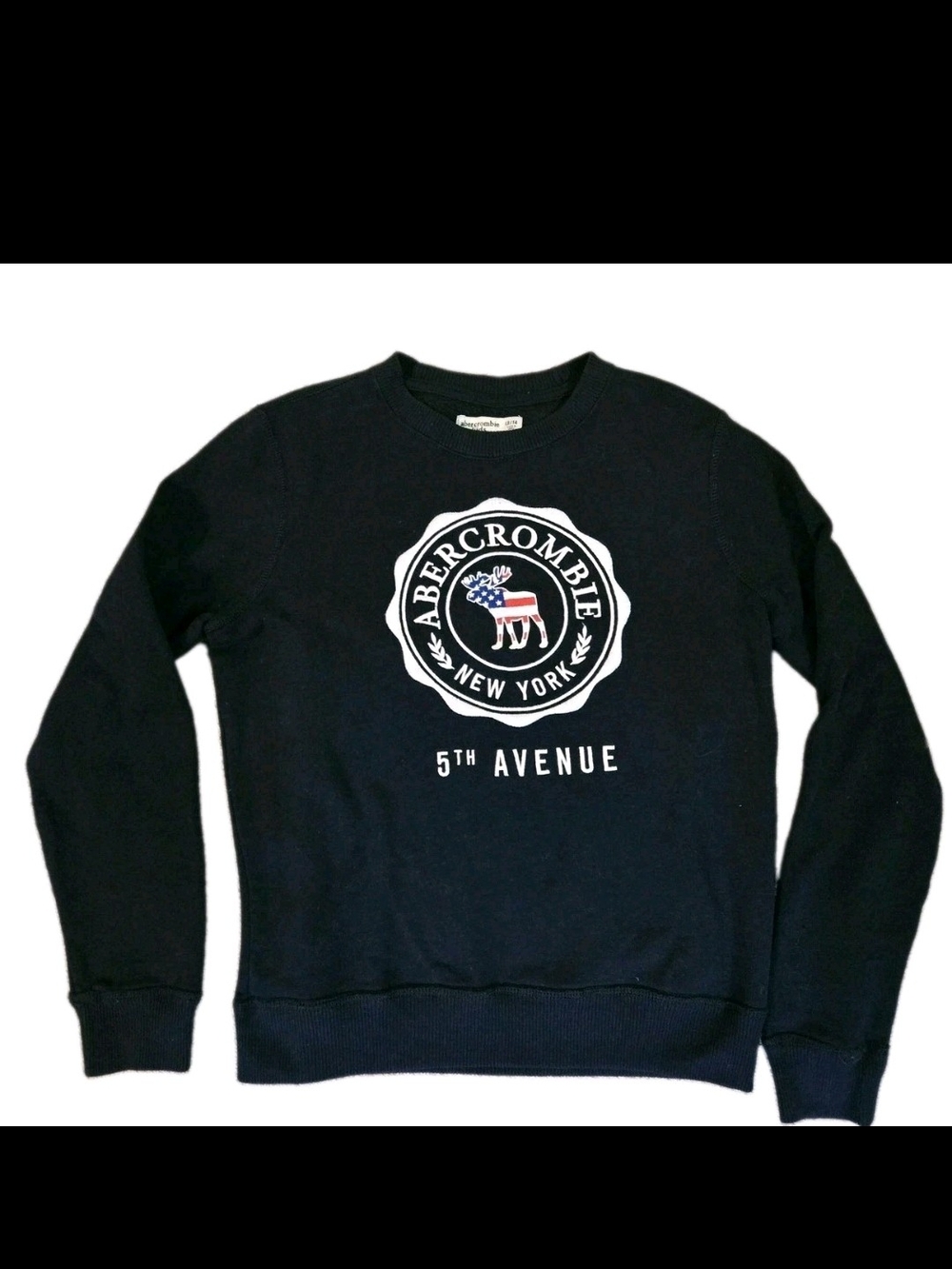 Abercrombie Kids Black Crewneck Sweatshirt - Size 13/14 - 5th Ave Graphic